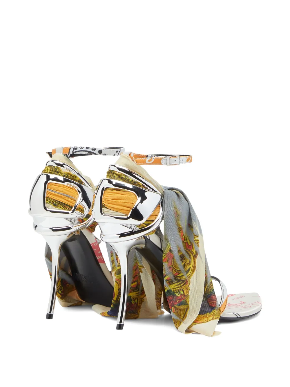 Diesel 105mm D-Ten&Half sandals Silver