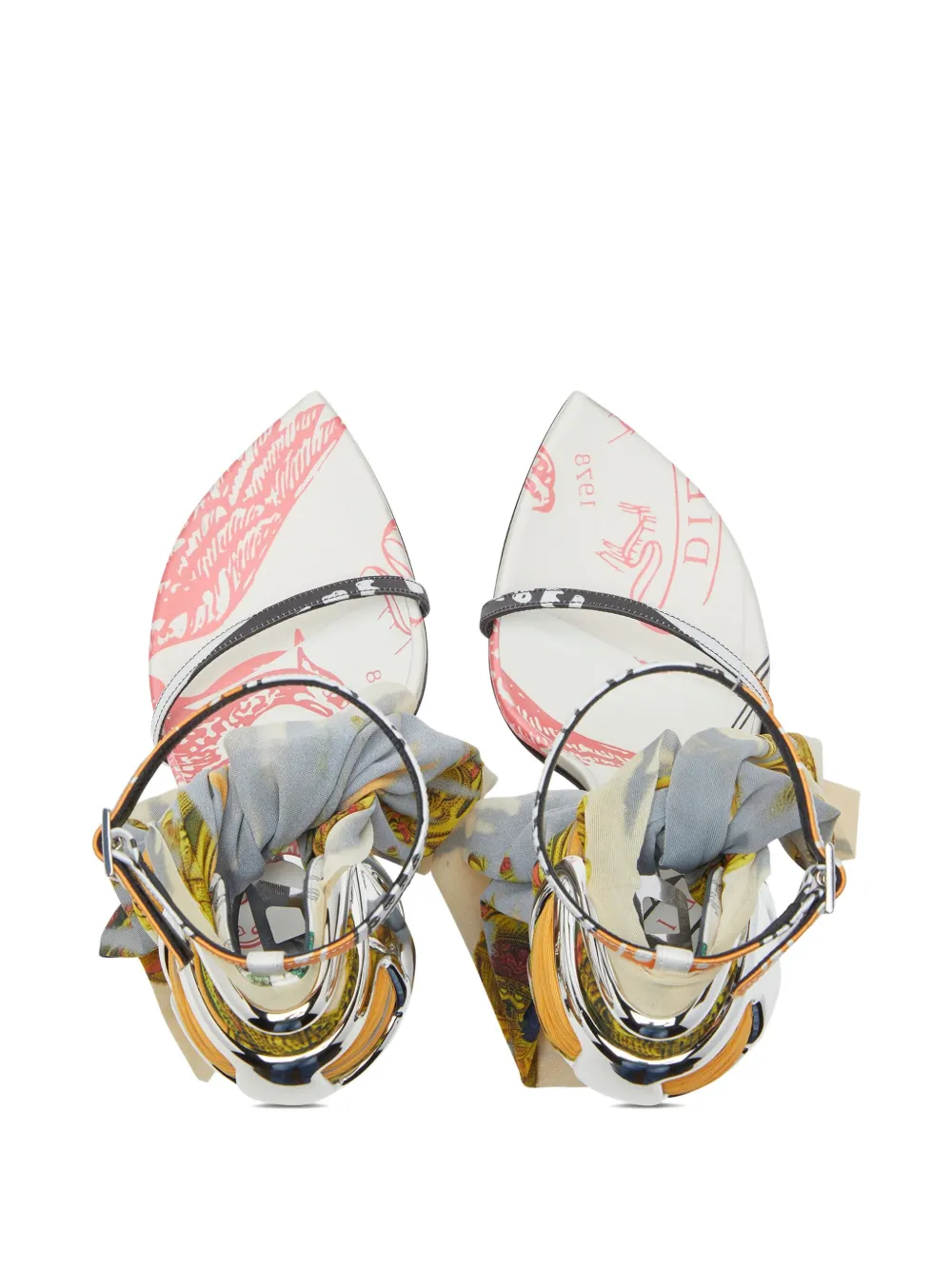 Diesel D-ten & Half-bandana Stiletto Sandals In Satin In Silver