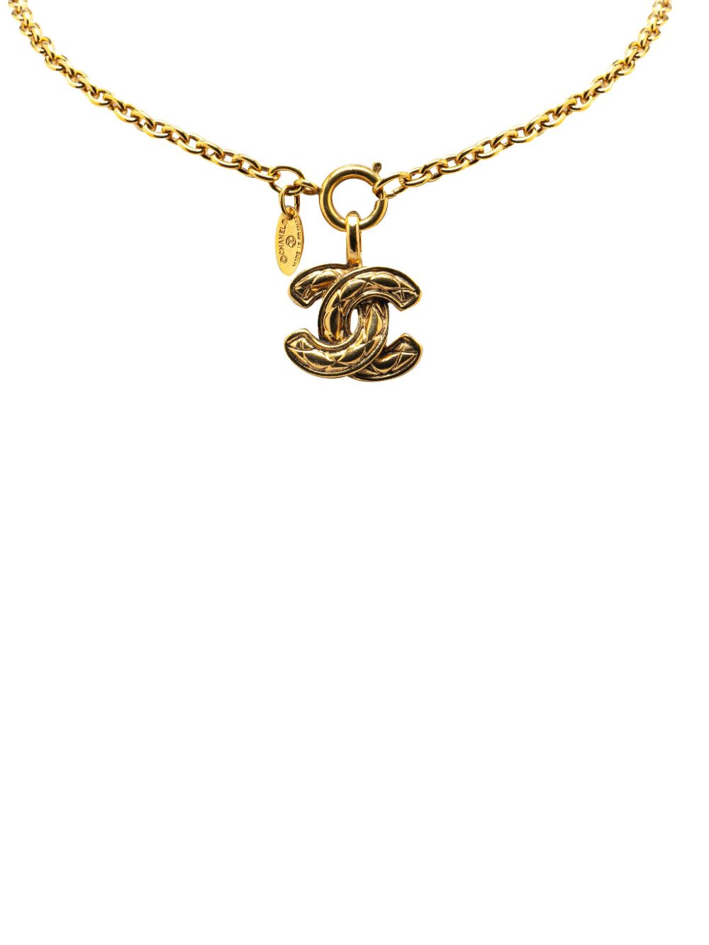 CHANEL Pre-Owned 1970-1980 vergulde gewatterde halsketting met CC-hanger - Goud