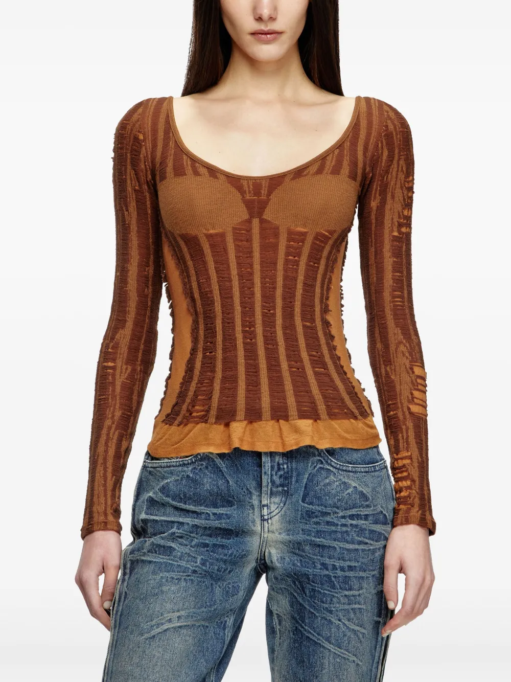 Diesel Seamless Top In Brown