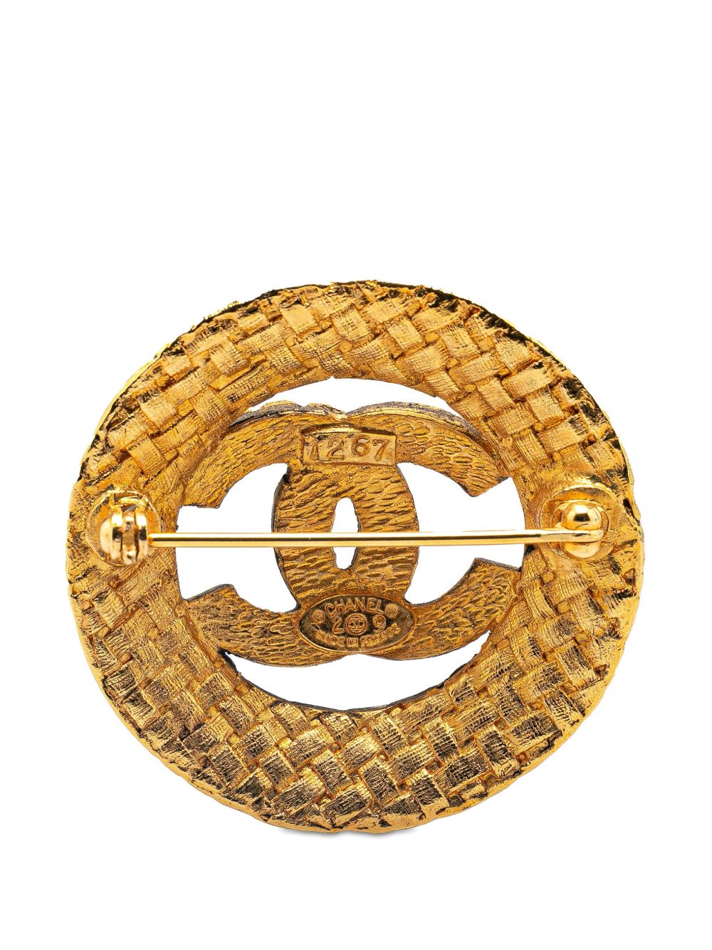 CHANEL Pre-Owned 1980-1990 CC vergulde ronde broche - Goud