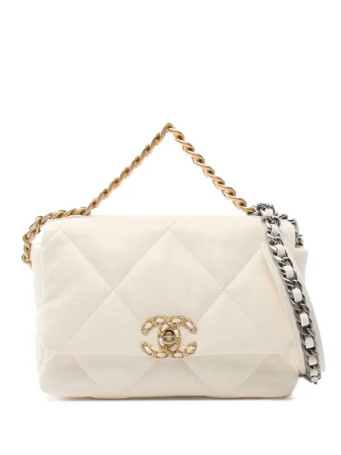 CHANEL Pre-Owned bolsa satchel Medium Lambskin 19 Flap 2021-2024