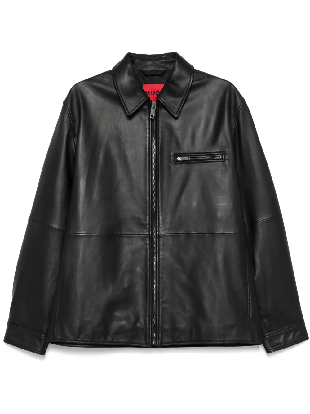 zip-up leather jacket