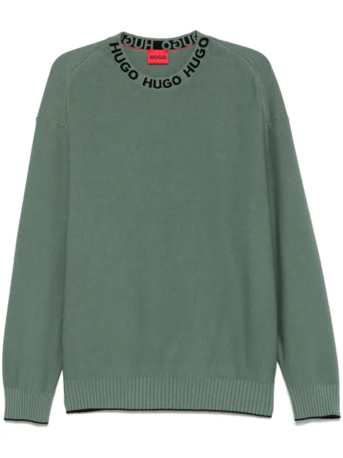 HUGO pull à col à logo - Vert - HUGO - Modalova