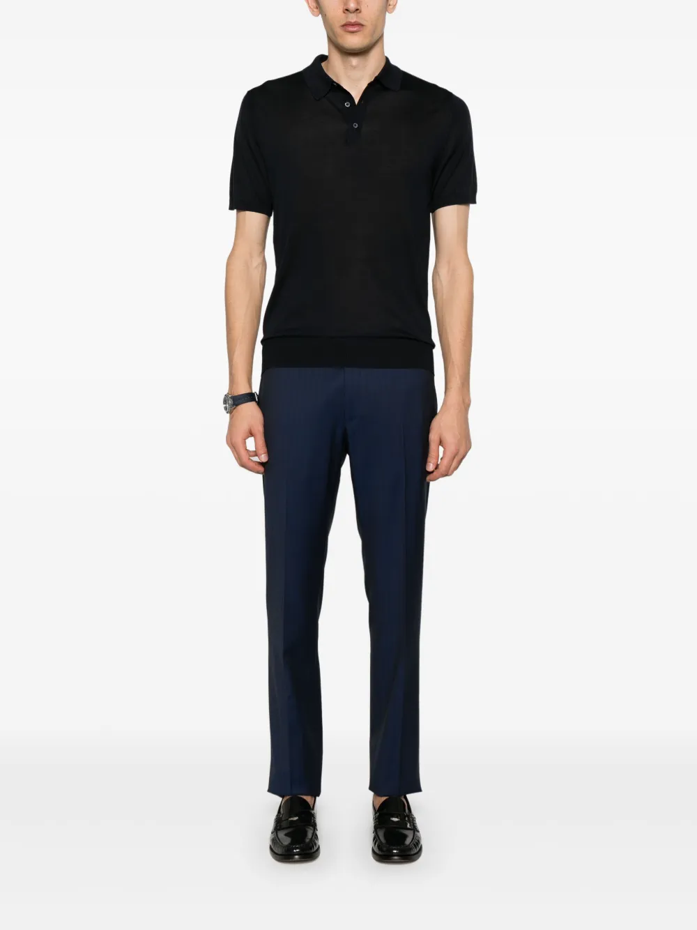 Corneliani Zijden poloshirt - Blauw