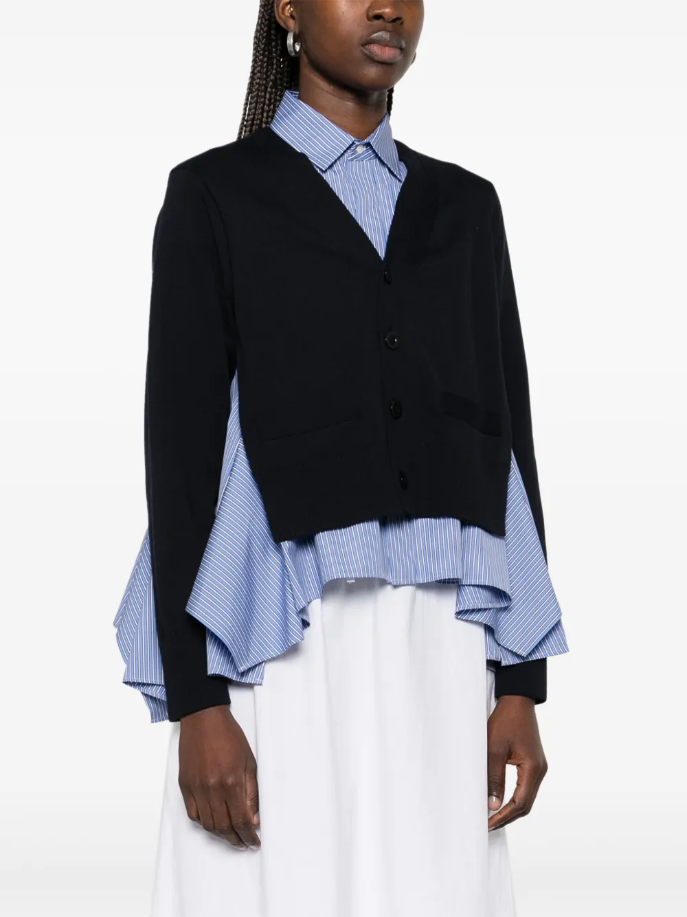 sacai Blouse met gebreide vlakken Blauw