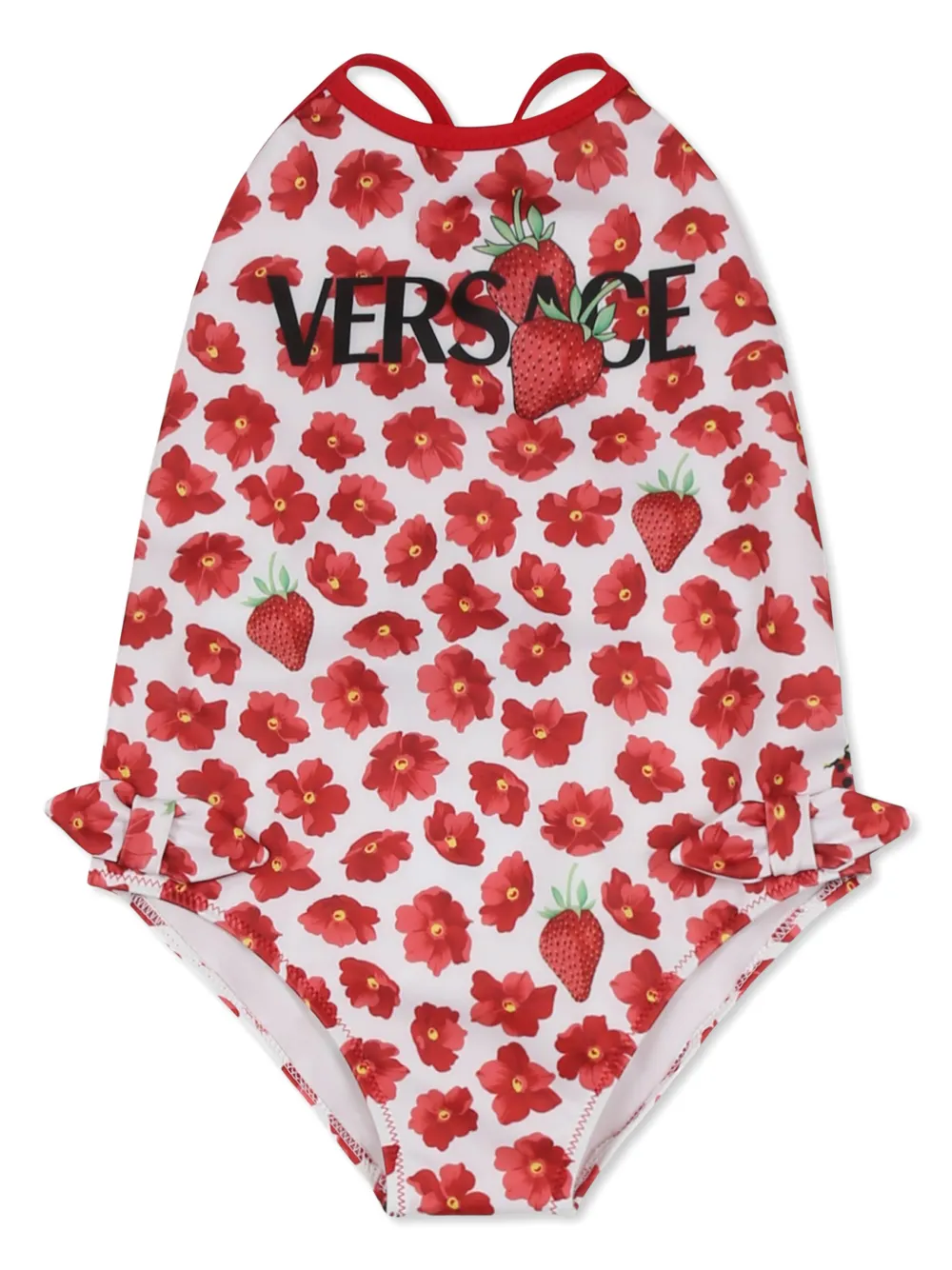 Versace Kids floral-print swimsuit Rood