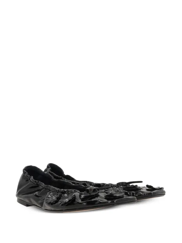 可憐にして大胆 CECILIE BAHNSEN Orbella Nylonフラットシューズ ORBELLA | BALLET PATENT LEATHER BLACK