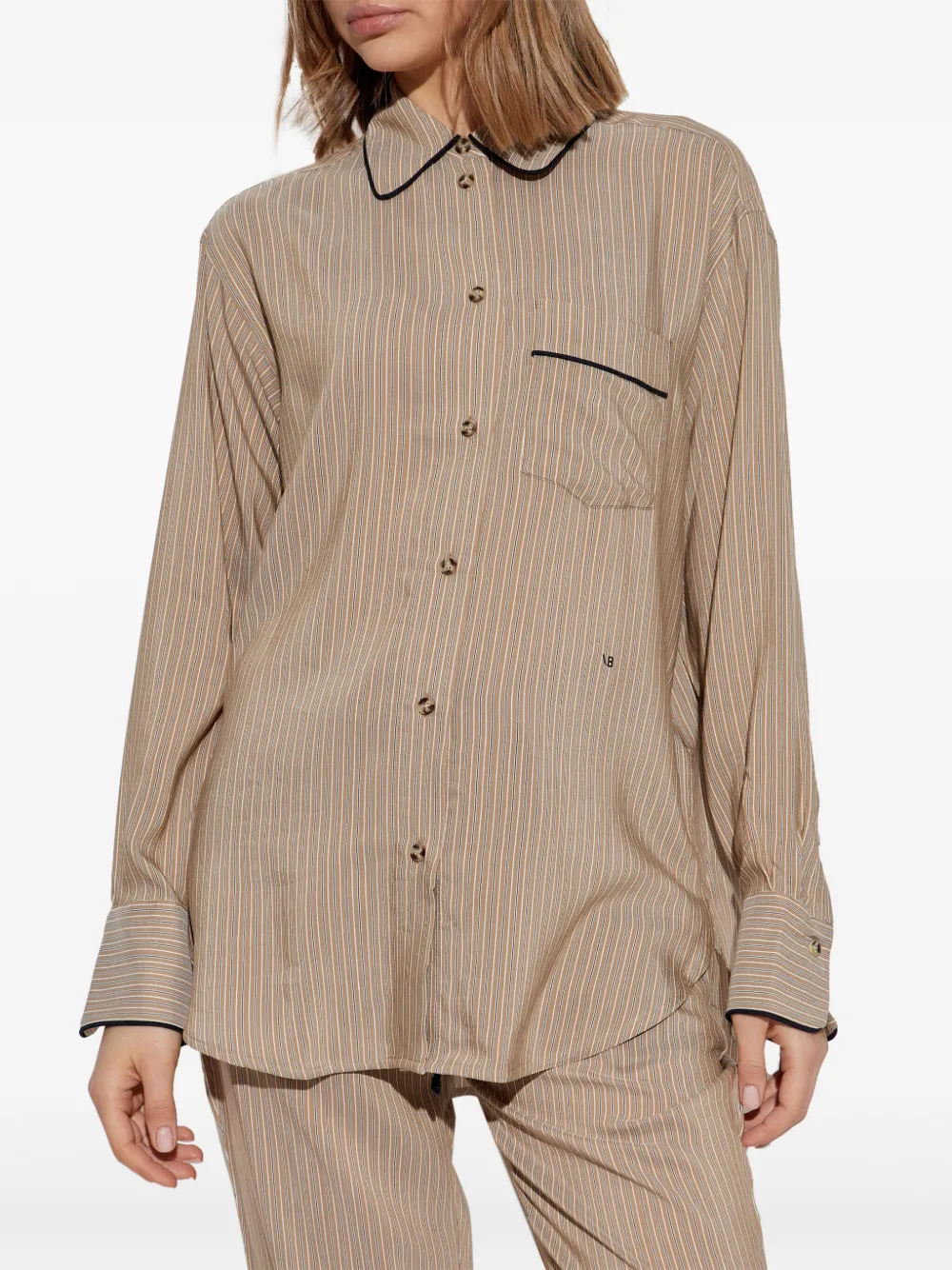 Victoria Beckham Gestreept pyjamashirt Beige