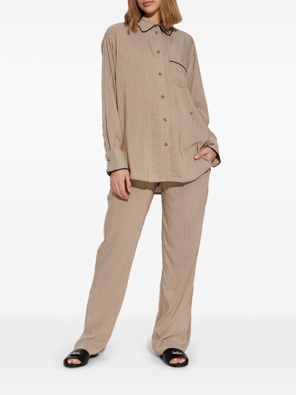 Victoria Beckham stripe pajama shirt - Beige