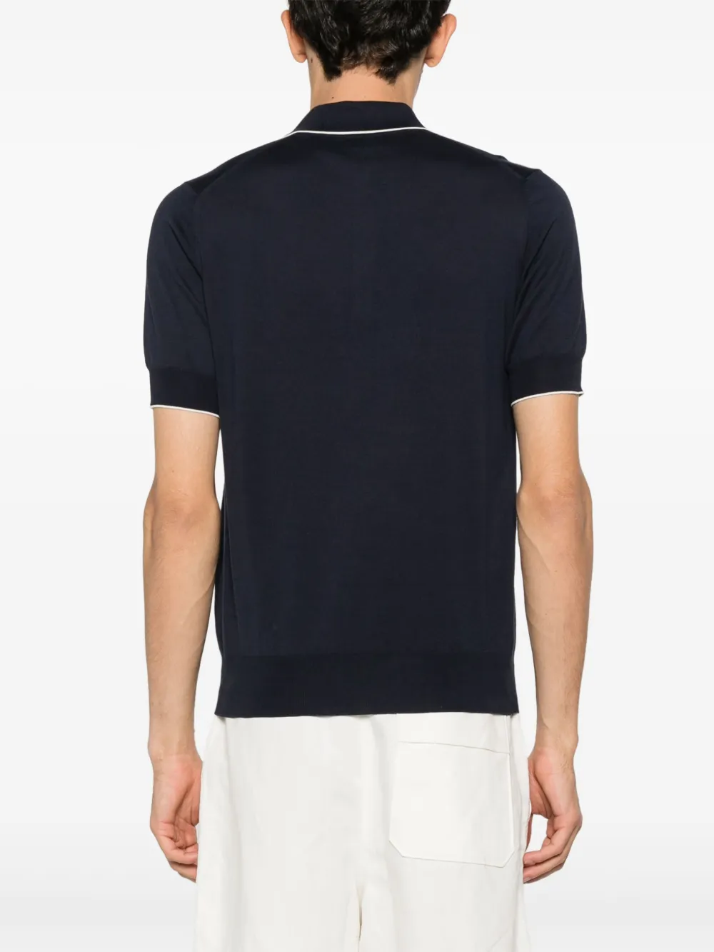 Brunello Cucinelli Gebreid poloshirt Blauw