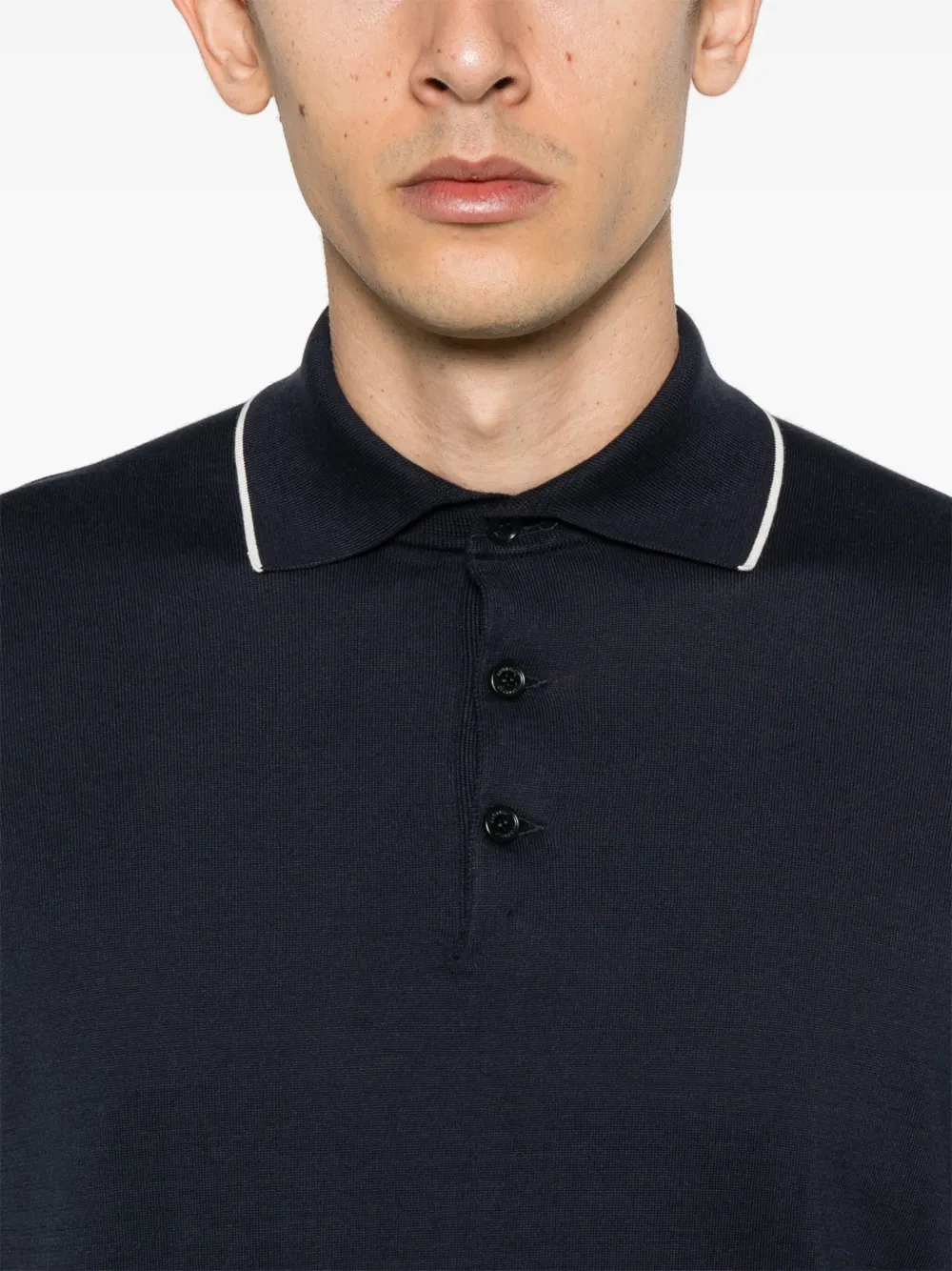 Brunello Cucinelli Gebreid poloshirt Blauw