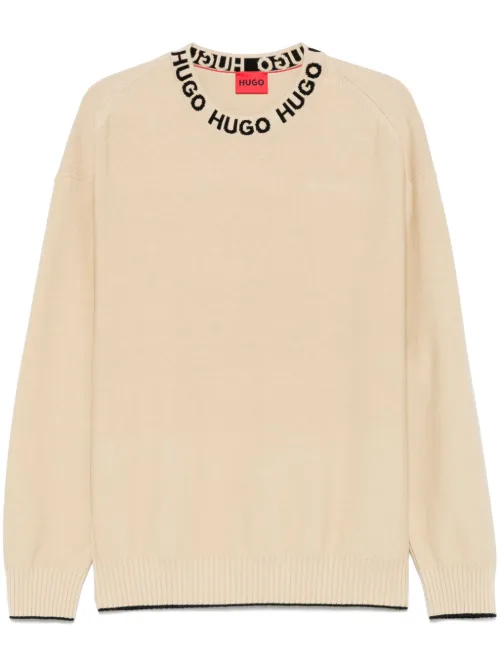 Pull à col à logo - HUGO - Modalova
