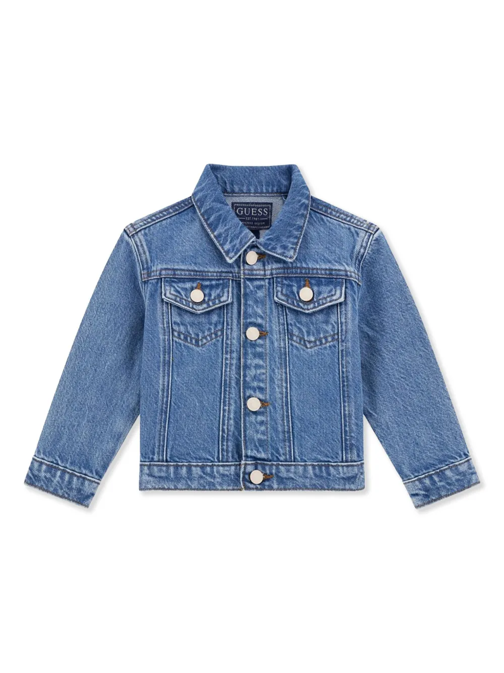 Guess kids Spijkerjack met hartpatch Blauw