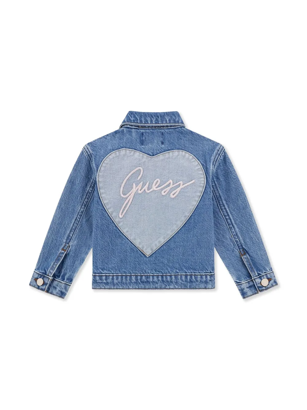 guess kids heart-patch denim jacket - Blauw