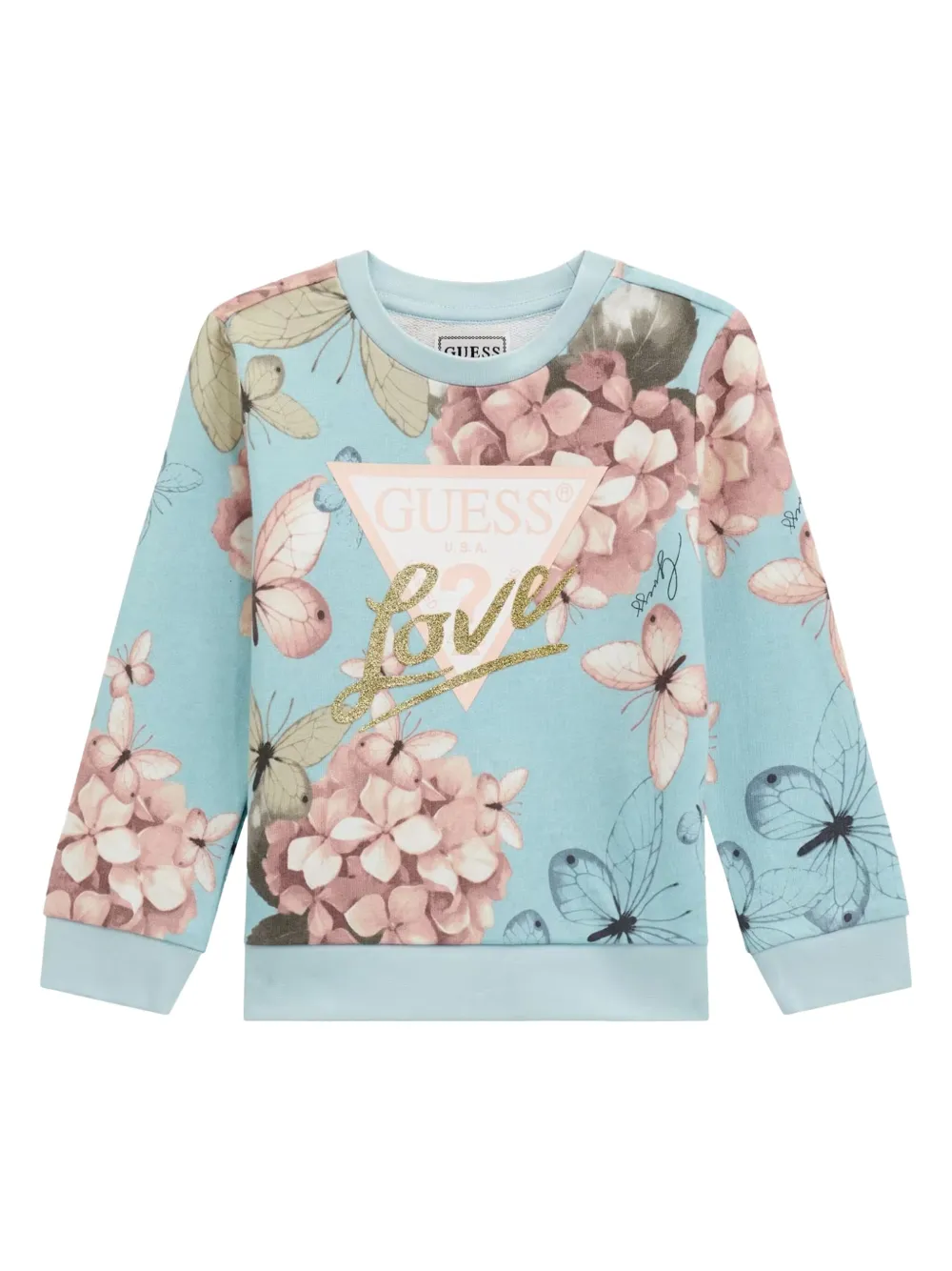 Guess kids Sweater met bloe print Blauw