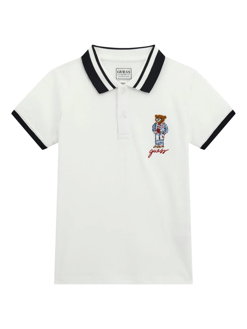 Guess kids Poloshirt met contrasterende afwerking Wit