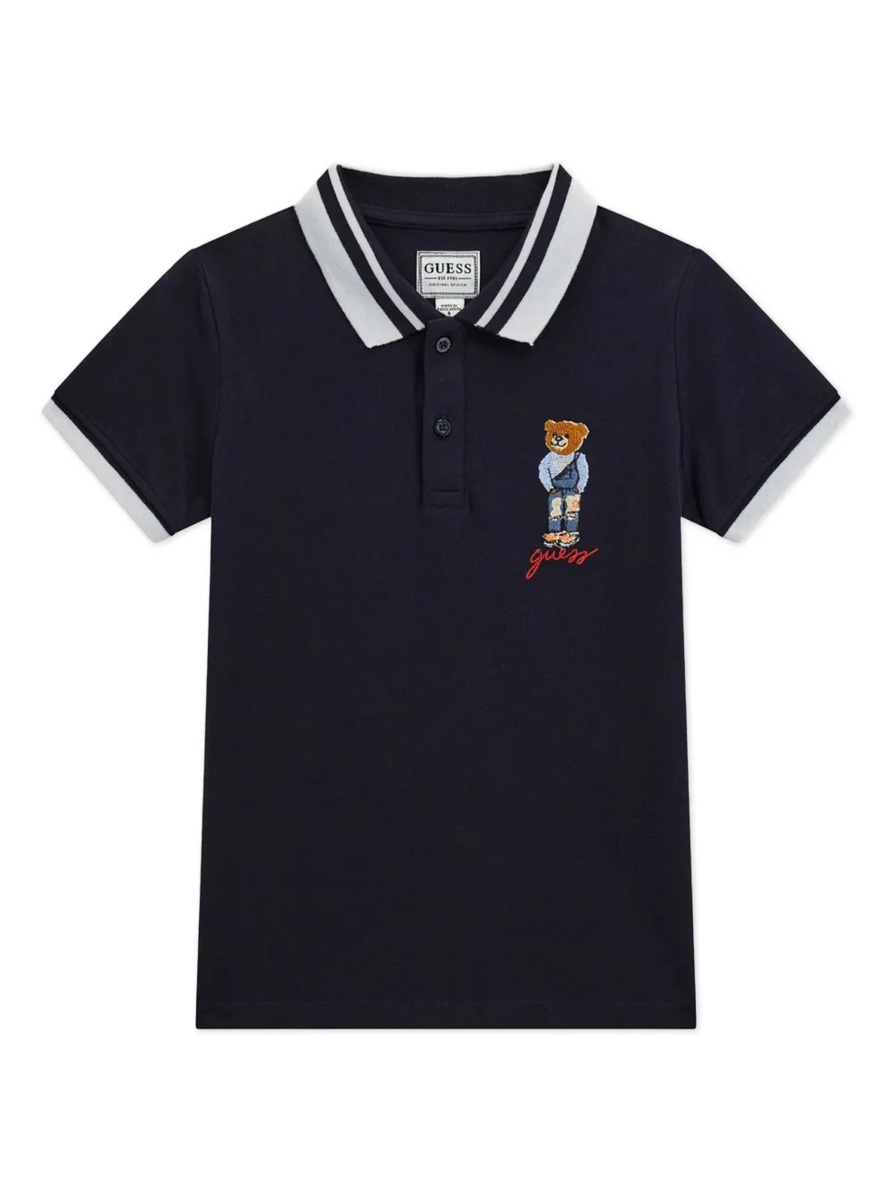guess kids Camisa polo com acabamento contrastante | Azul | Image 1