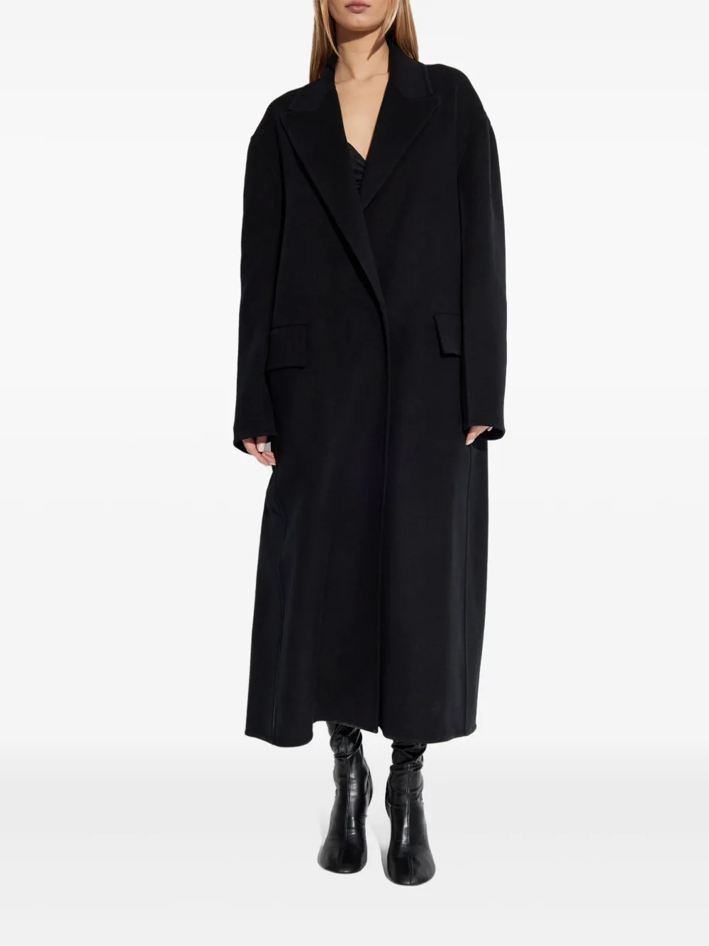 Jil Sander Kasjmier mantel met enkele rij knopen Zwart