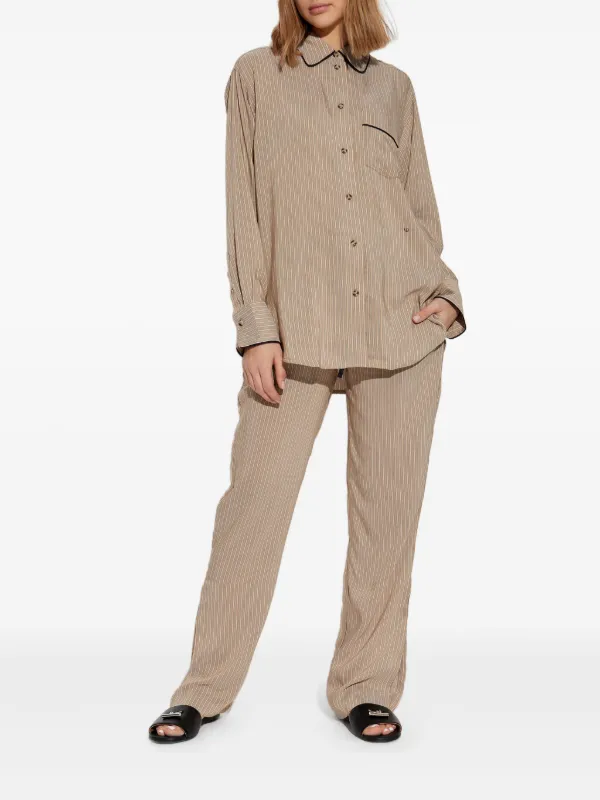 Victoria Beckham pleat-detail Pyjama Trousers | Brown | FARFETCH