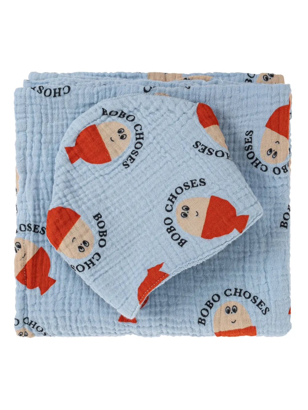 Bobo Choses Mousseline set met Morning Egg-print Blauw