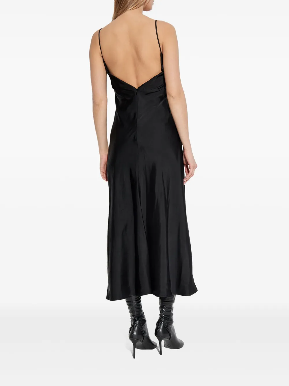 Jil Sander Gesmockte midi-jurk met bustier Zwart