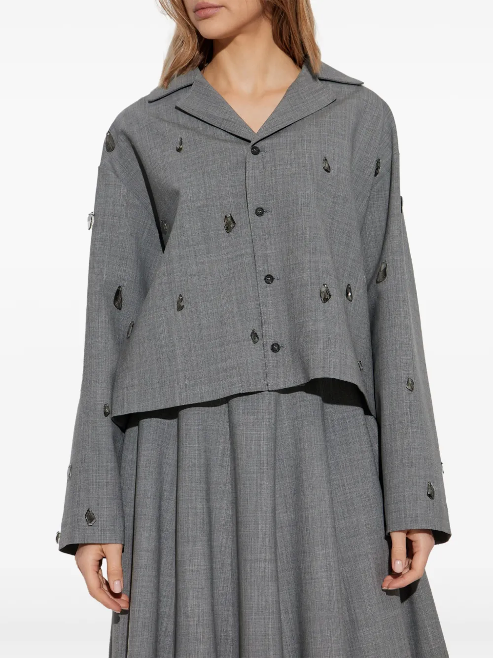 Fabiana Filippi Jack met kralendetail Grijs