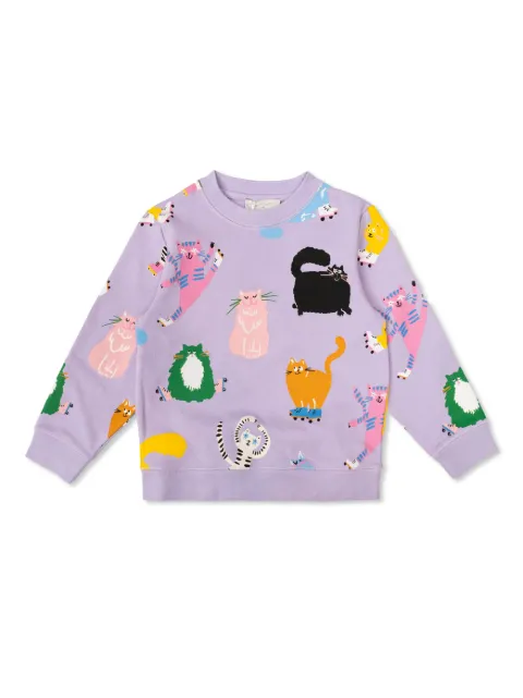 Stella McCartney Kids sudadera con gatos estampados