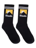 RHUDE intarsia-knit logo socks - Black