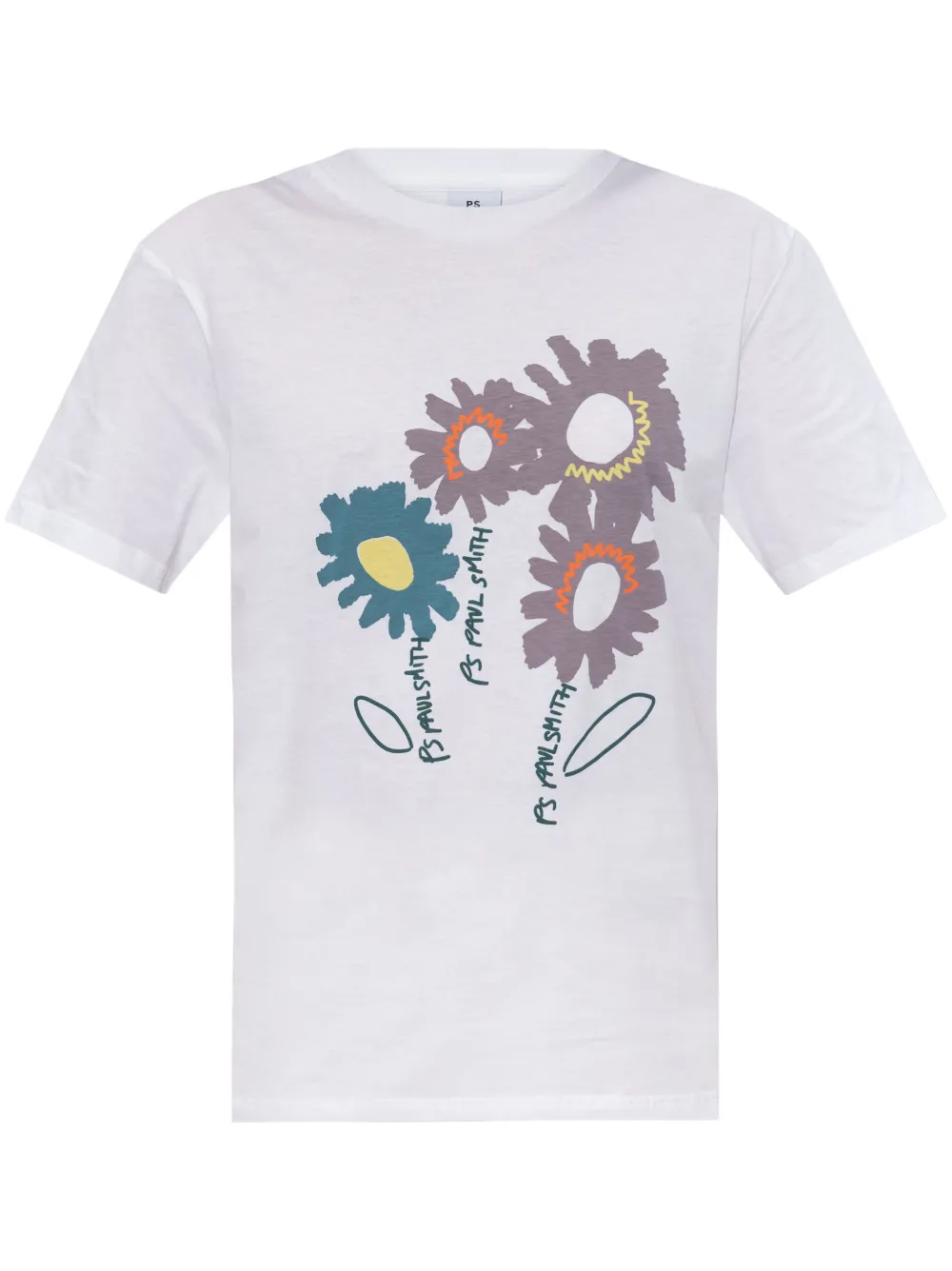 PS Paul Smith T-shirt met bloemenprint Wit