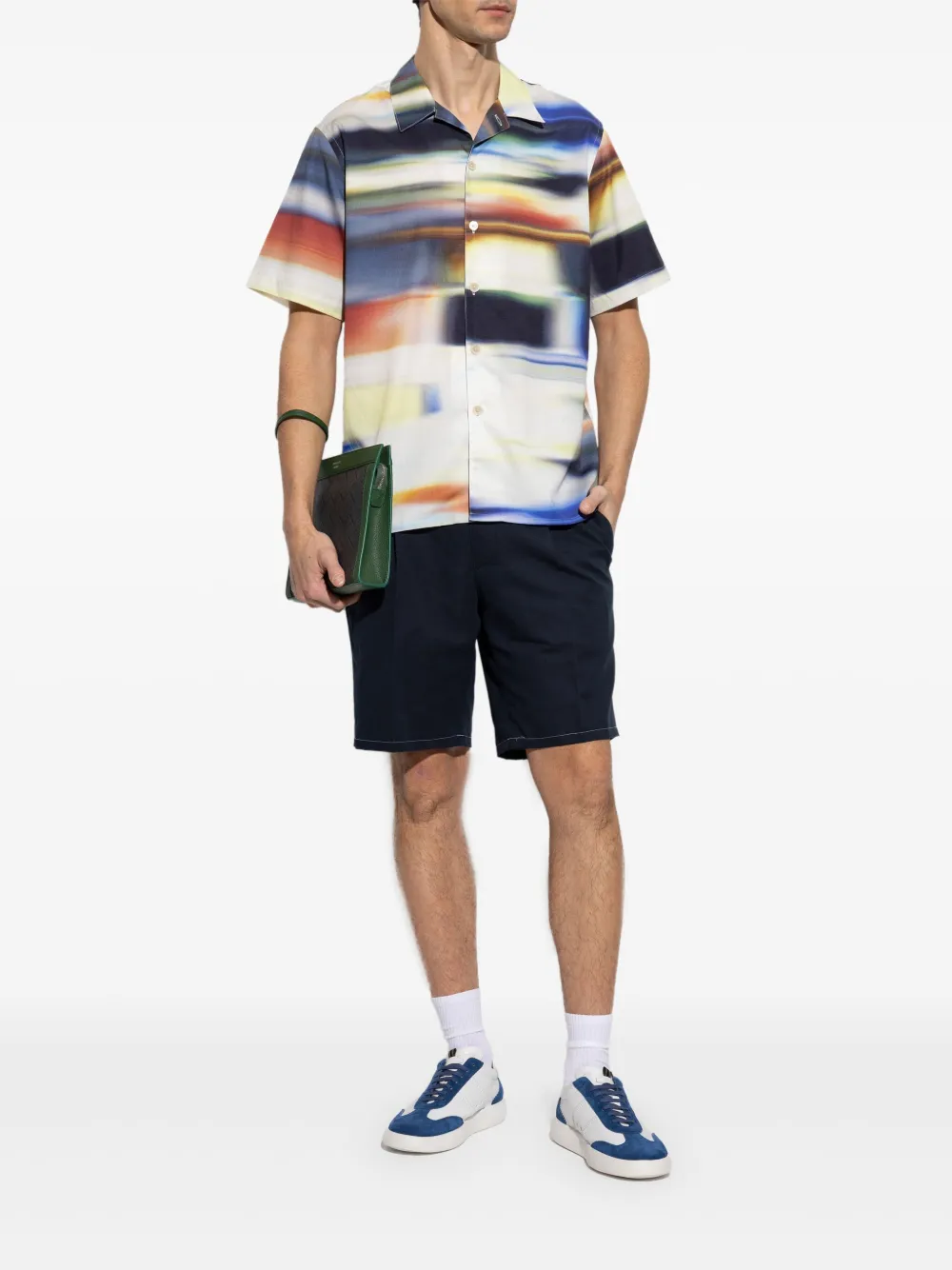 PS Paul Smith Motion Blur-print short-sleeve shirt - Wit