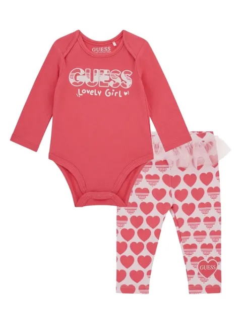 guess kids set de leggins con corazones estampados