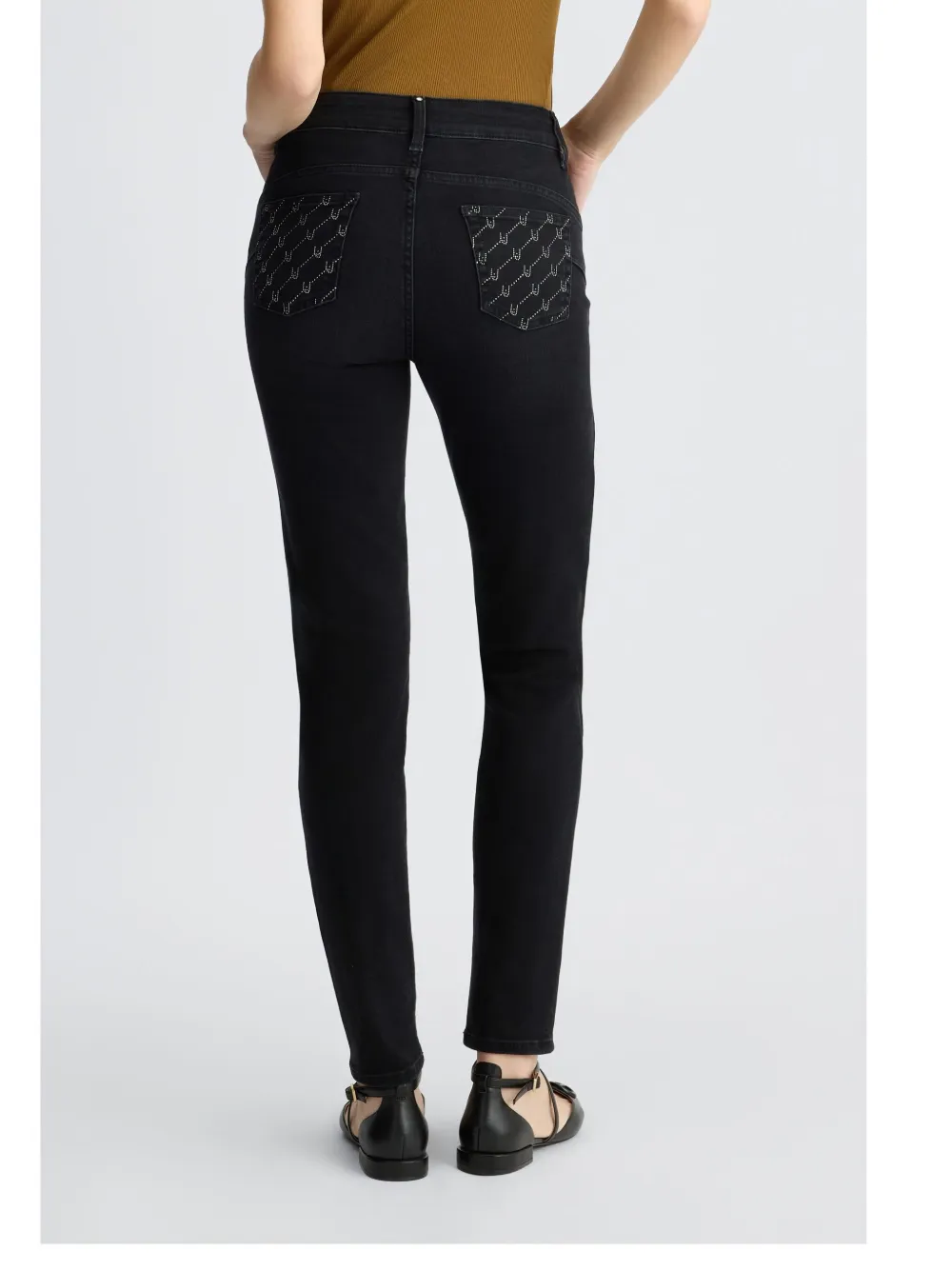 LIU JO Skinny jeans met stras Zwart