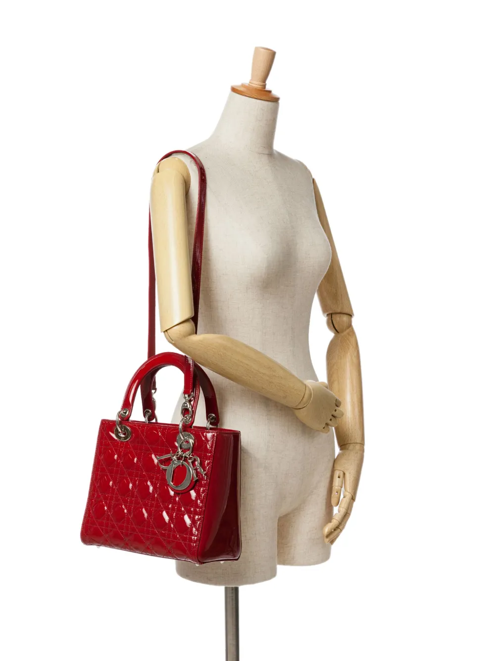 Christian Dior Pre-Owned 2014 medium Cannage Lady Dior lakleren boekentas - Rood