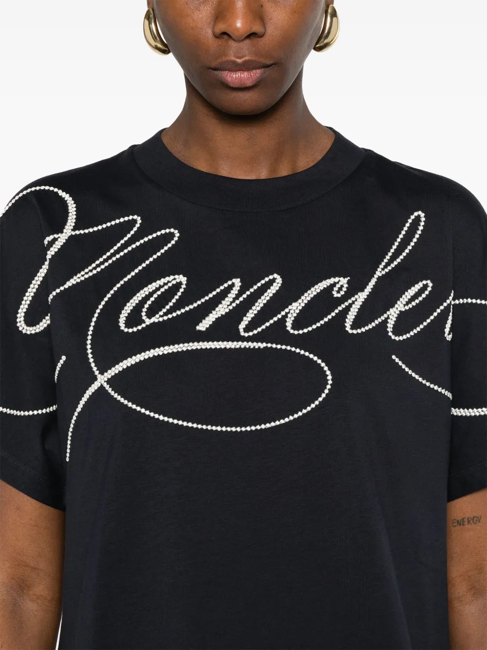 Moncler T-shirt met geborduurd logo Blauw