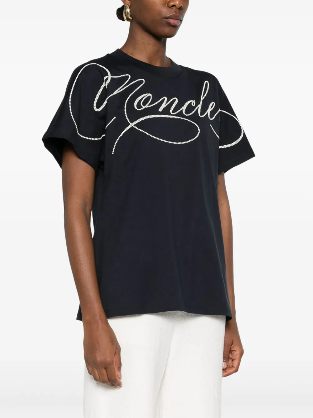 Moncler T-shirt met geborduurd logo Blauw