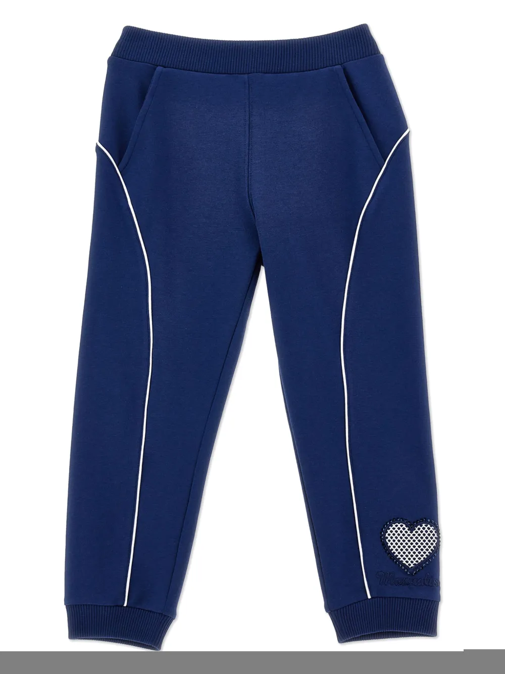 Monnalisa Heart-patch Tracksuit Bottoms In Blue