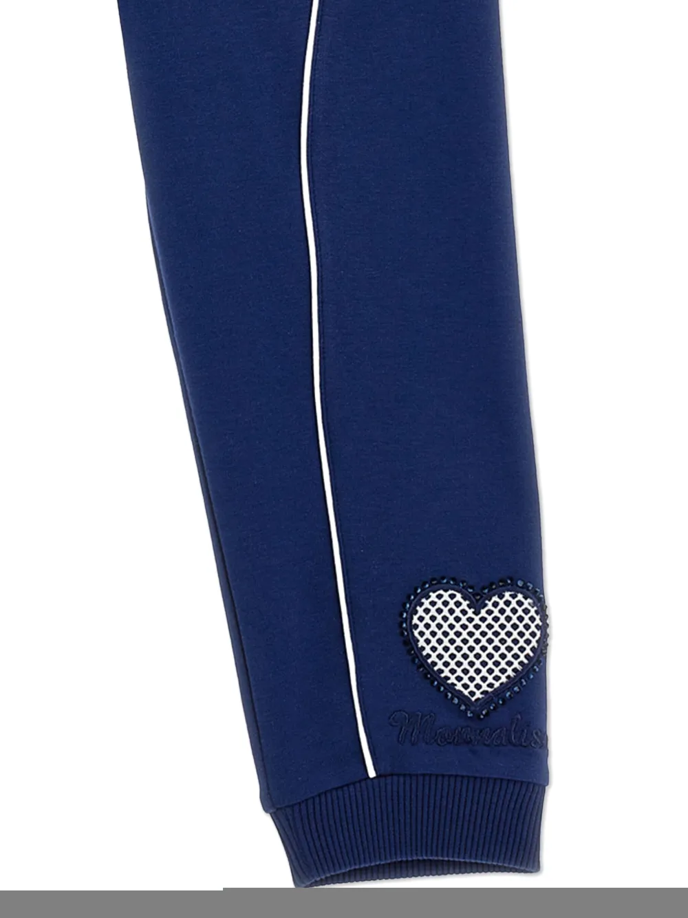Monnalisa Heart-patch Tracksuit Bottoms In Blue
