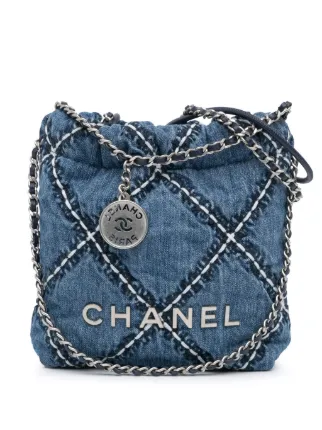 CHANEL Pre-Owned 2021-2024 ミニ デニム ステッチ 22