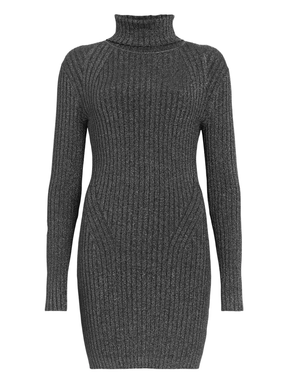 Allsaints Ribbed Turtleneck Mini Dress In Black