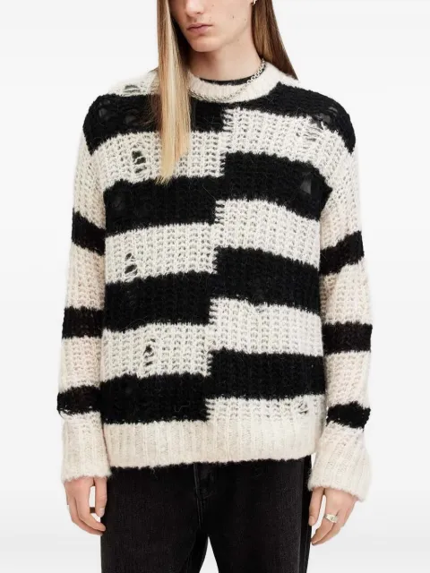 AllSaints Pip striped distressed sweater