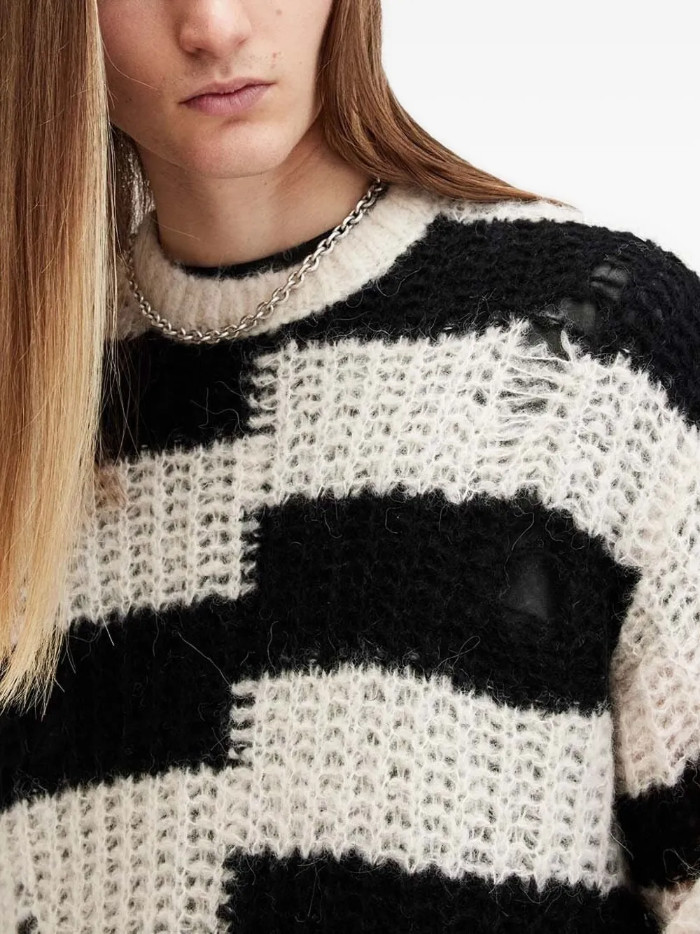 AllSaints Pip gerafelde gestreepte trui Zwart