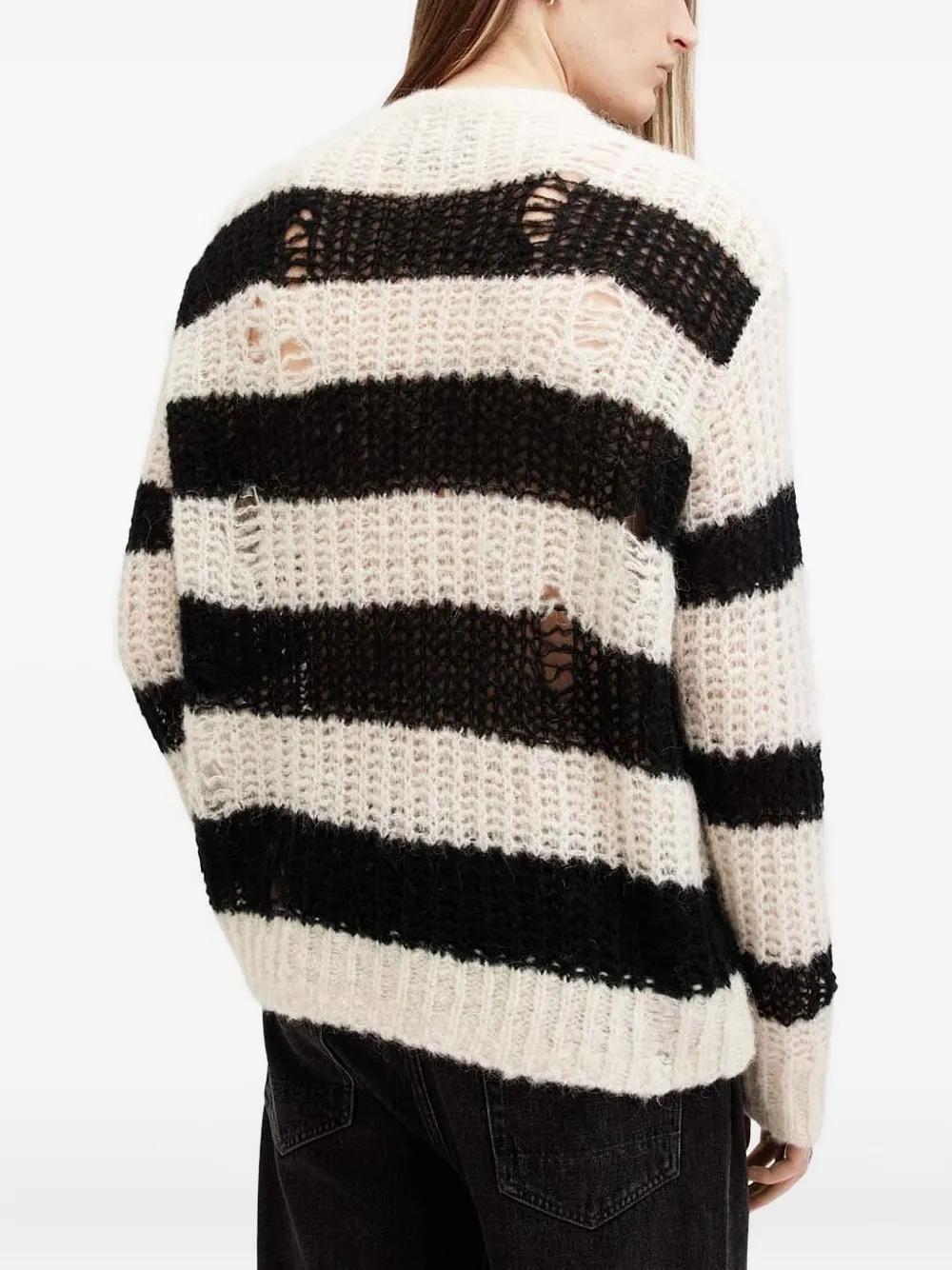 AllSaints Pip gerafelde gestreepte trui Zwart