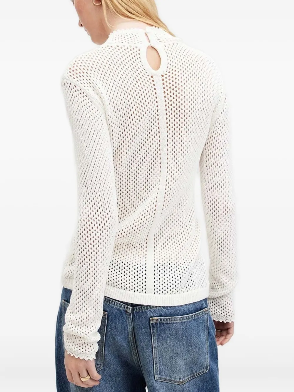 AllSaints Visnet trui met hoge hals Wit