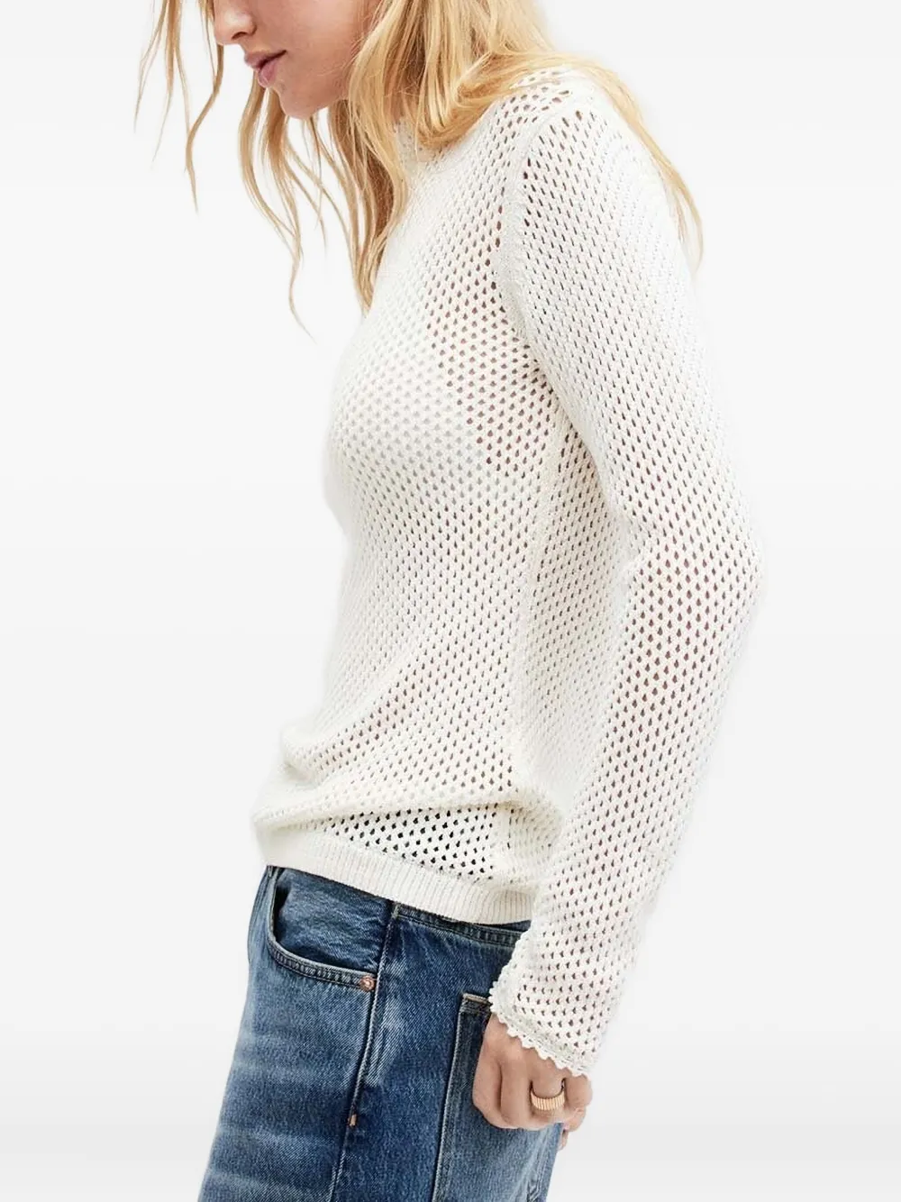 AllSaints Visnet trui met hoge hals Wit