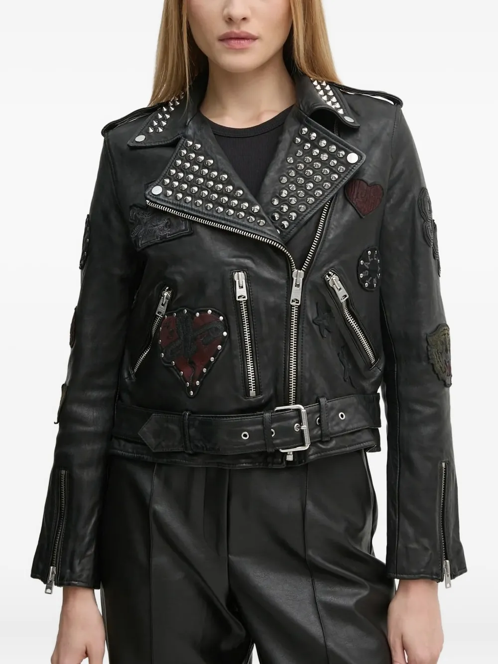 AllSaints Leren jack Zwart