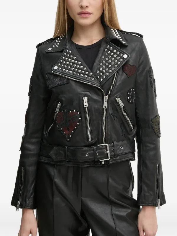 AllSaints スタッズ レザージャケット | ブラック | FARFETCH JP