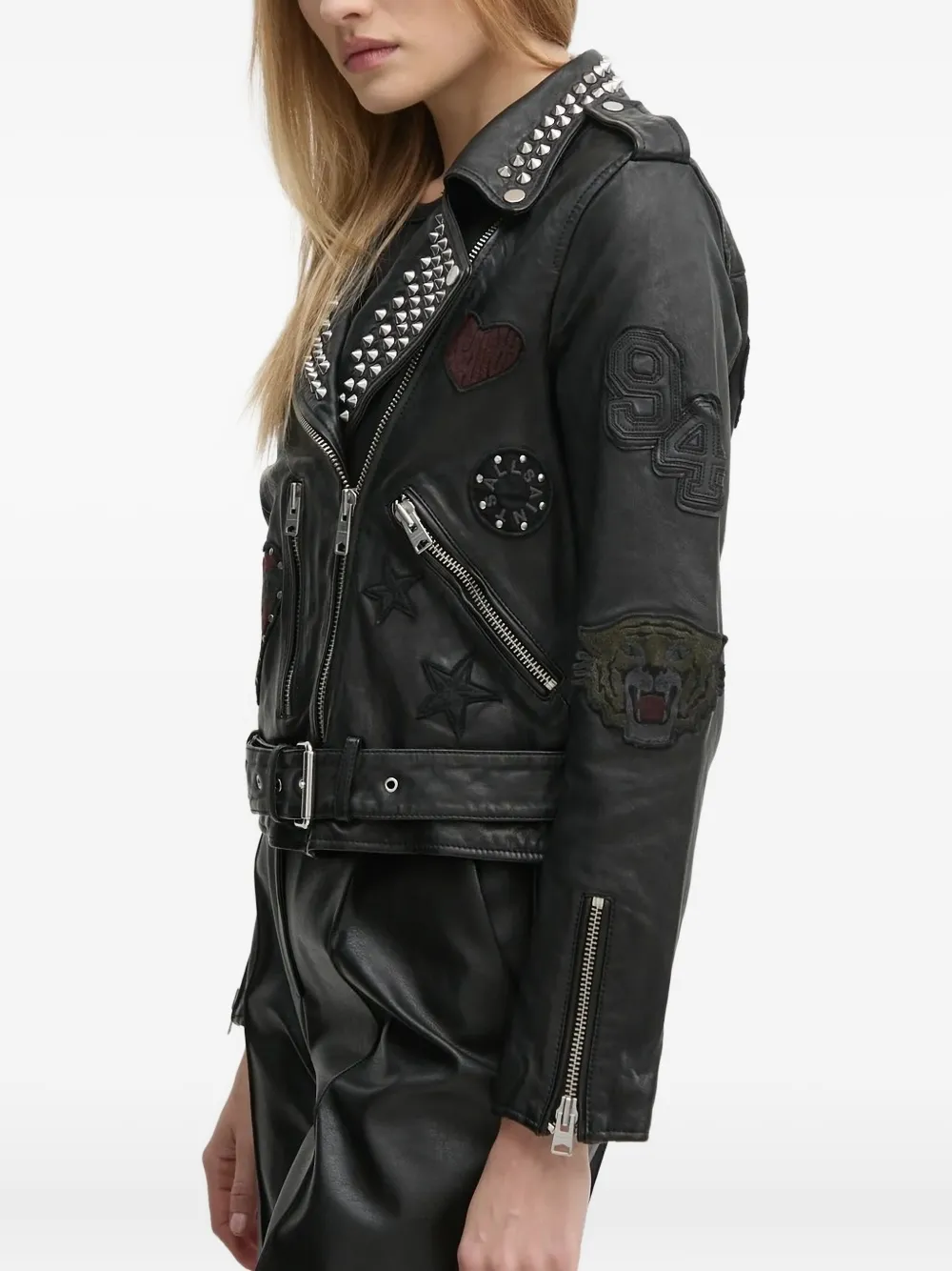 AllSaints Leren jack Zwart
