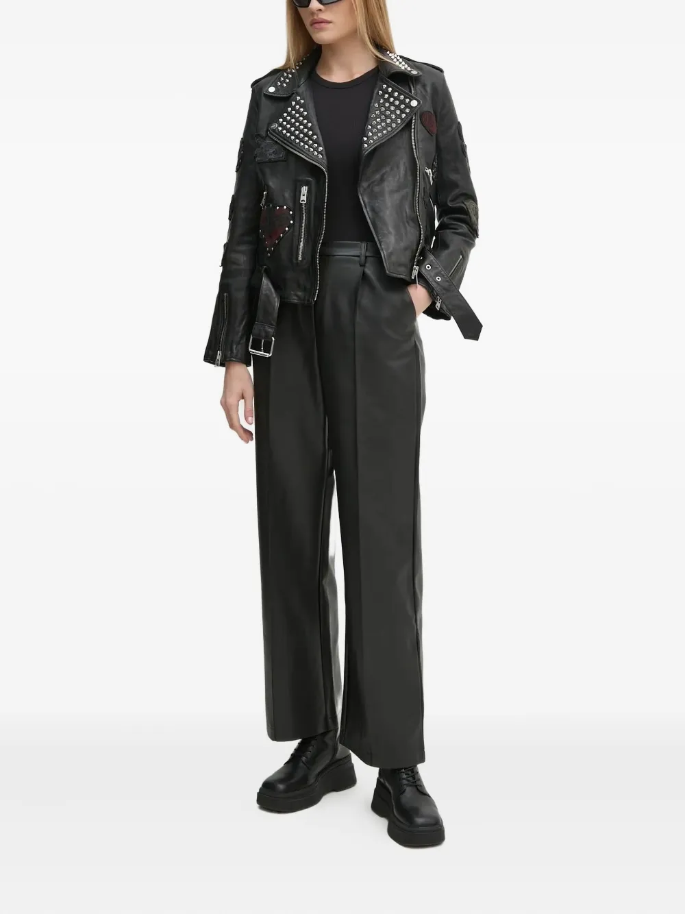 AllSaints Leren jack Zwart