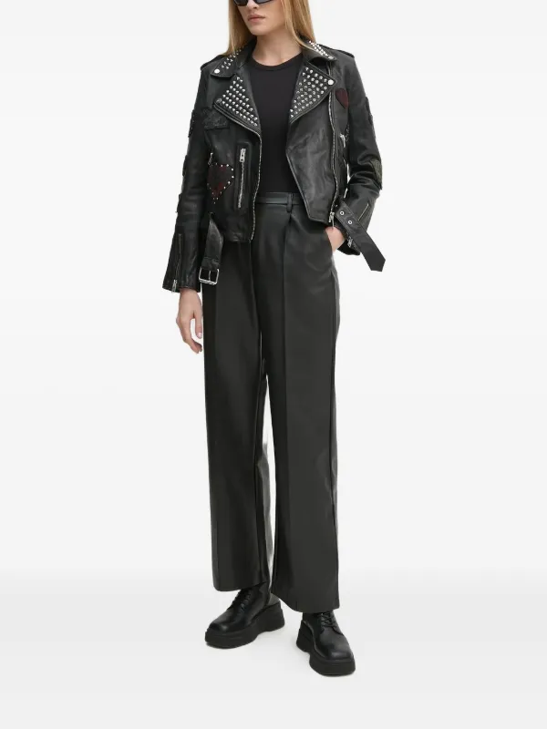 スタッズ付きブラックレザーライダースジャケット AllSaints スタッズ レザージャケット | ブラック | FARFETCH JP